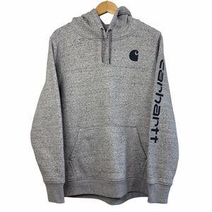 Carhartt Logo Sleeve Hoodie Grey Relaxed Fit Women’s XL